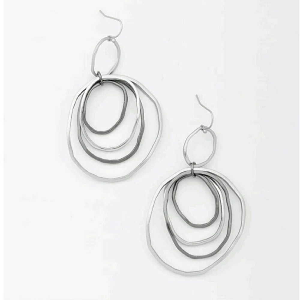 Two Toned Silver Hammered Earrings
